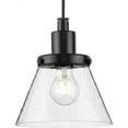thumbnail image 1 of Progress Lighting Hinton 1-Light Pendant, Matte Black, Seeded Glass, 1 of 11