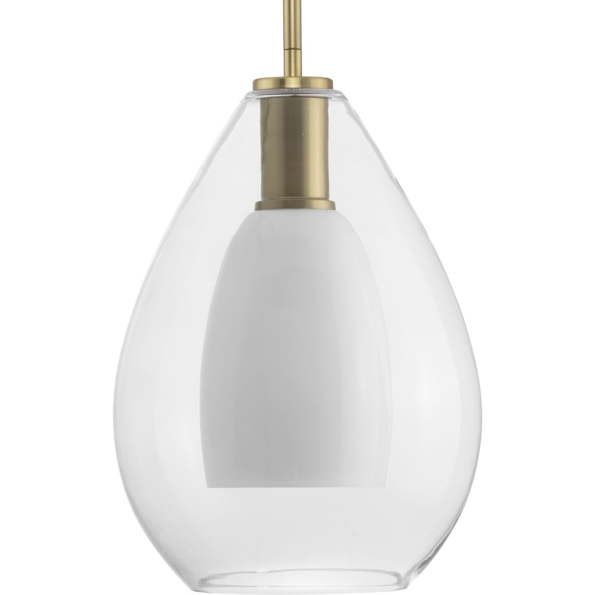Carillon Brushed Gold Pendant with Clear and Opal Glass Shade