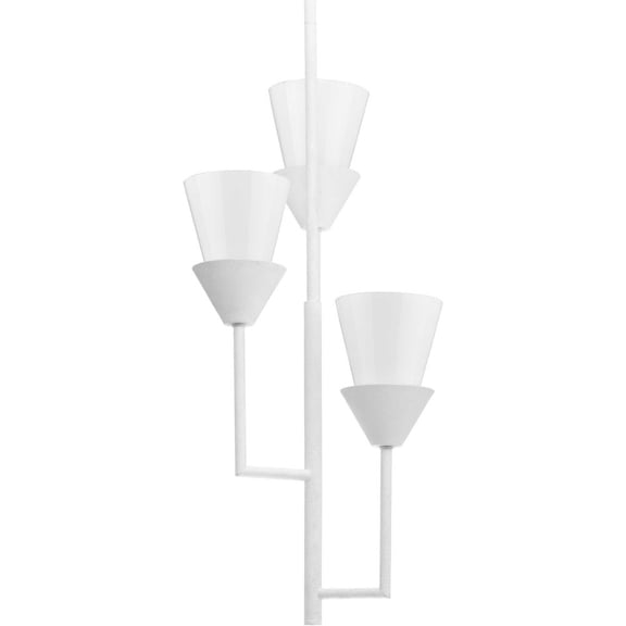 Progress Lighting Pinellas 3-Light Pendant, Steel, Whiteplaster, Opal Glass Shades