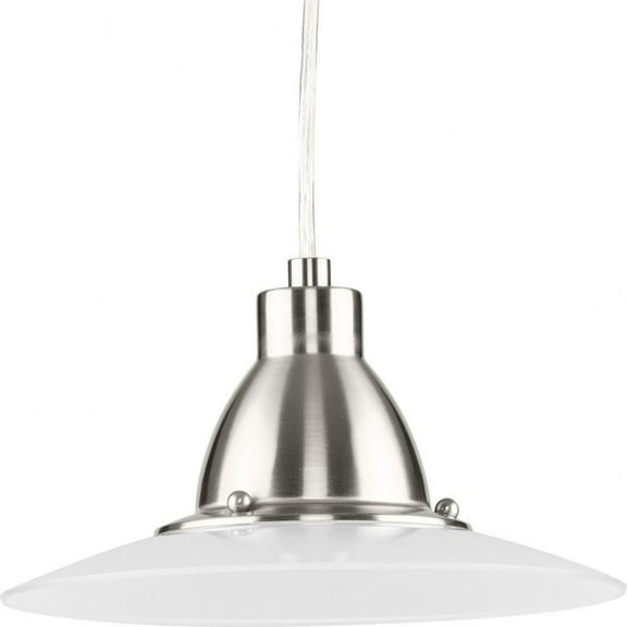 Progress Lighting Avant 1-Light LED Pendant, Brushed Nickel, Sandblasted Glass Shade