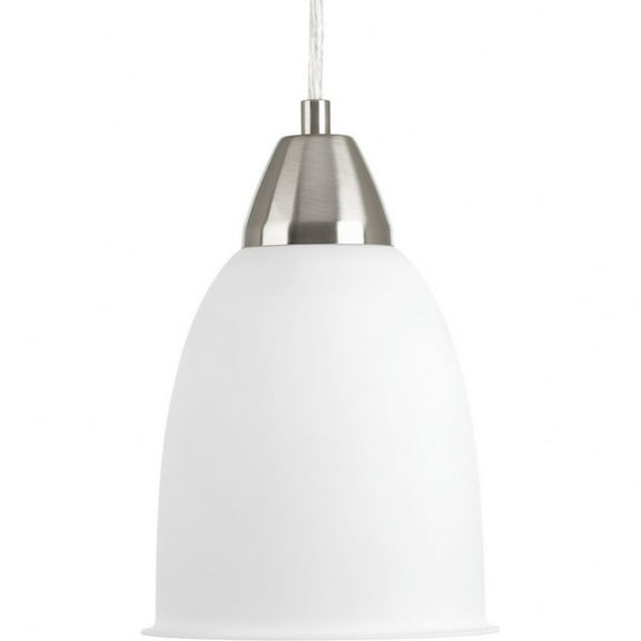 Progress Lighting, Simple Collection, 1-Light Pendant, Brushed Nickel, Frosted Acrylic Shade