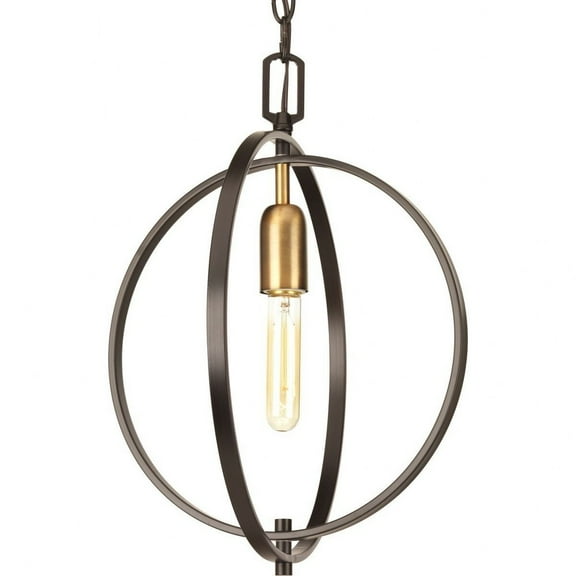 Progress Lighting, Swing Collection, 1-Light Mini-Pendant, Antique Bronze, Mixed Metal Accents, No Shade