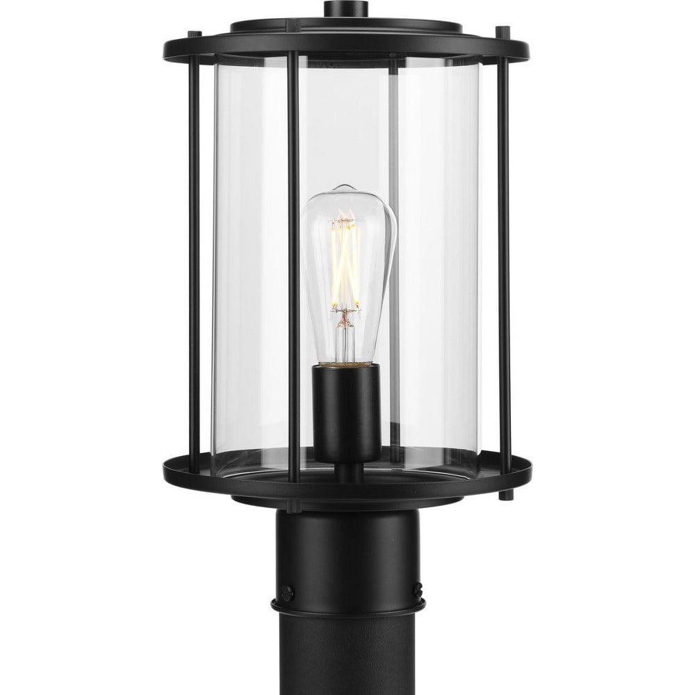 Gunther Matte Black Farmhouse Post Lantern with Clear Glass