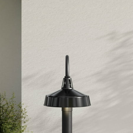 Cedar Springs Collection One-Light Gloss Black Metal Shade Farmhouse Outdoor Post Lantern