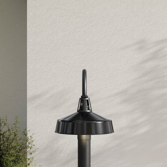 Cedar Springs Collection One-Light Gloss Black Metal Shade Farmhouse Outdoor Post Lantern