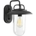 thumbnail image 1 of Progress Lighting Beaufort 1-Light Medium Wall Lantern, Steel, Black Finish, Seeded Glass Shade, Wet Rated, 1 of 6