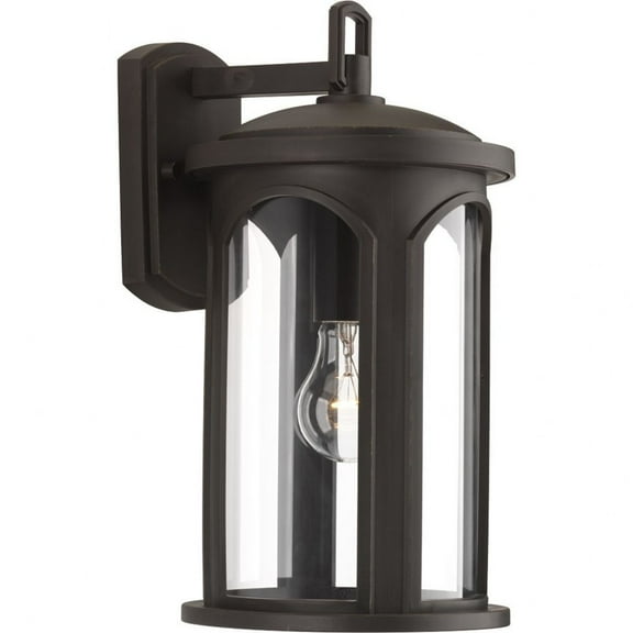 Progress Lighting Gables 1-Light Outdoor Wall Lantern in Antique Bronze with Clear Glass Shade