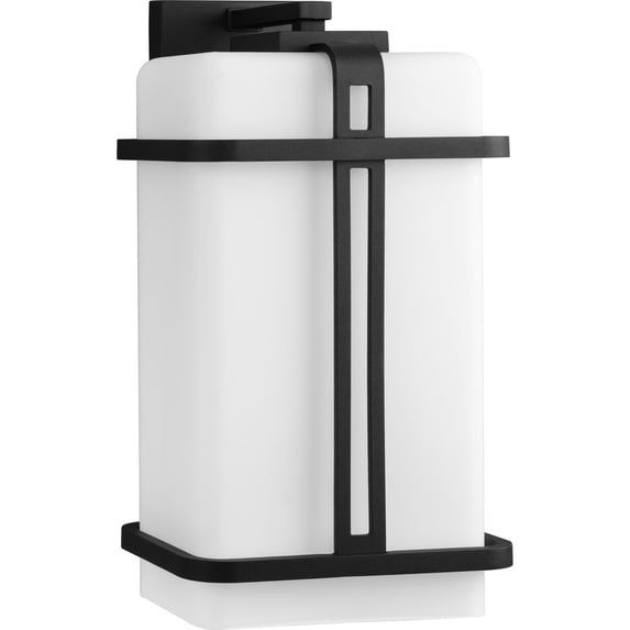 Progress Lighting Ellery 1-Light Outdoor Black Wall Lantern with Opal Glass - Modern Farmhouse, Craftsman, Transitional