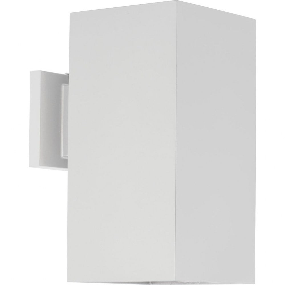 White 6" LED Square Cylinder Outdoor Wall Lantern