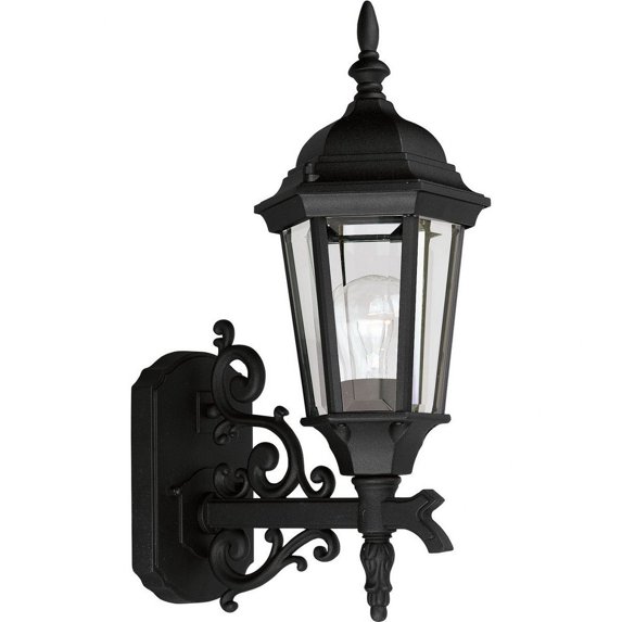 Progress Lighting, Welbourne, 1-Light, Outdoor Wall Lantern, Textured Black, Clear Beveled Glass
