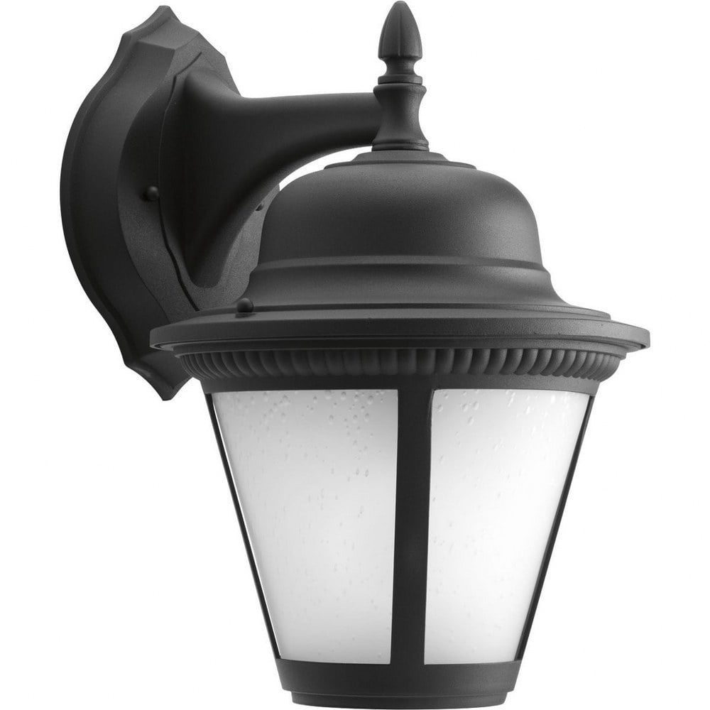 Westport Black LED Outdoor Wall Lantern with Seeded Glass