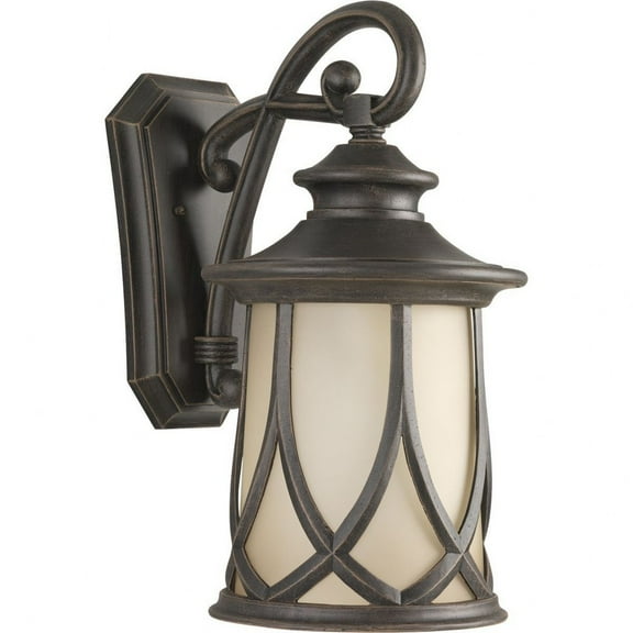 Progress Lighting Resort 1-Light Large Wall Lantern, Aged Copper, Umber Tint Glass Shade