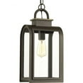 thumbnail image 1 of Progress Lighting Refuge 1-Light Outdoor Hanging Lantern, Porcelain, Oil Rubbed Bronze, Clear Glass, Canopy Included, 1 of 6