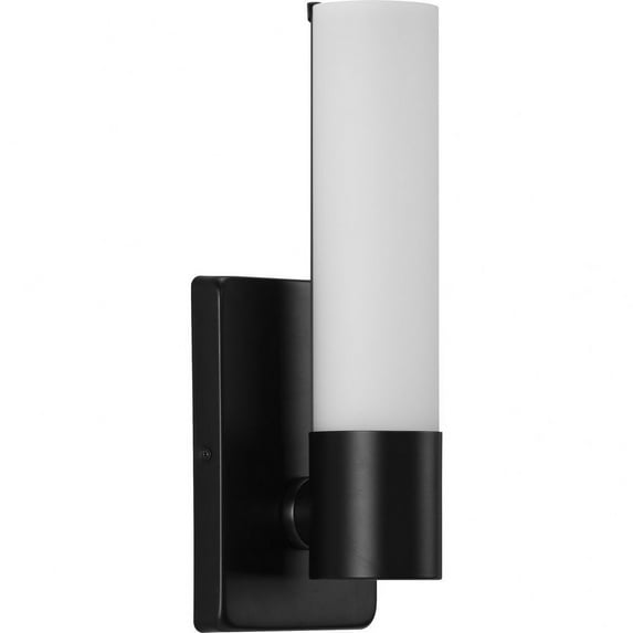 Progress Lighting, Blanco Collection, 1-Light LED Wall Sconce, Black Finish, Etched Glass Shade