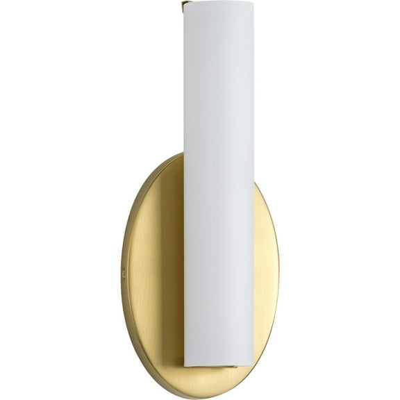 Progress Lighting Parallel 1-Light LED Wall Sconce, Satin Brass, Opal Glass Shade
