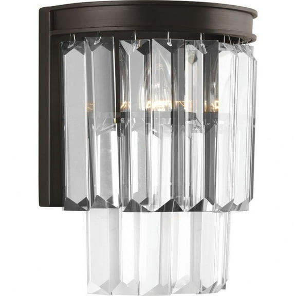Progress Lighting Glimmer 2-Light Wall Sconce, Antique Bronze, Prismatic Glass Shade