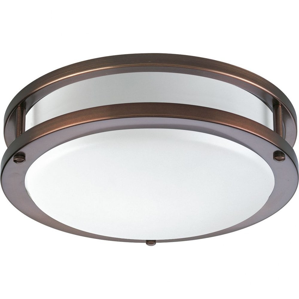 Progress Lighting, Acrylic Round, 1-Light Flush Mount, Urban Bronze, White Acrylic Shade