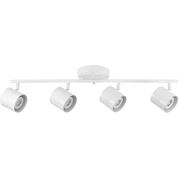 Progress Lighting Kitson 4-Light Track Fixture, Steel, Satin White, Industrial Shades, Damp Rated