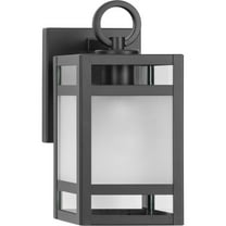 Parrish Collection One-Light Matte Black Clear and Etched Glass Modern Craftsman Outdoor Small Wall Lantern