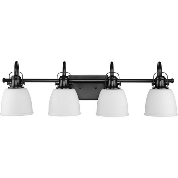 P300429-31M-Progress Lighting-Preston - 4 Light Bath Vanity In Farmhouse Style-9 Inches Tall and 7.37 Inches Wide-Matte Black Finish