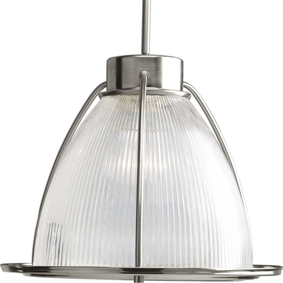 Prismatic Glass Collection One-Light Brushed Nickel Clear Prismatic Glass Coastal Mini-Pendant Light