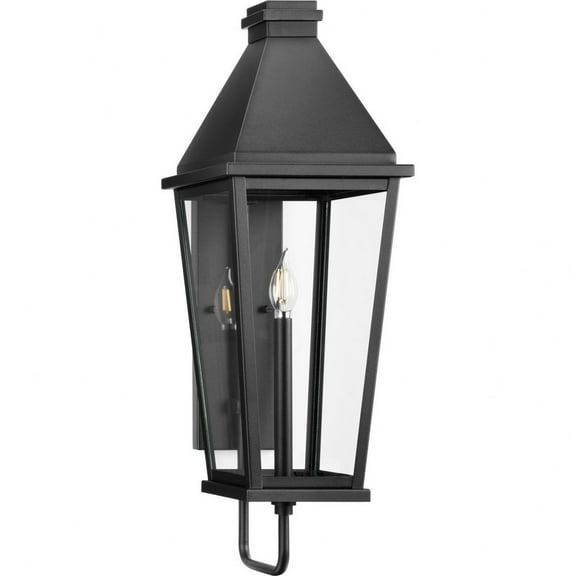 Progress Lighting Richmond Hill 1-Light Wall Lantern, Textured Black, Clear Glass Panels, Steel