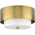 thumbnail image 1 of Progress Lighting Silva 2-Light Flush Mount, Brushed Nickel, White Linen Shade, 1 of 8