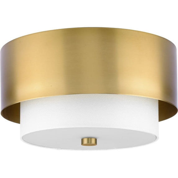 Progress Lighting Silva 2-Light Flush Mount, Brushed Nickel, White Linen Shade