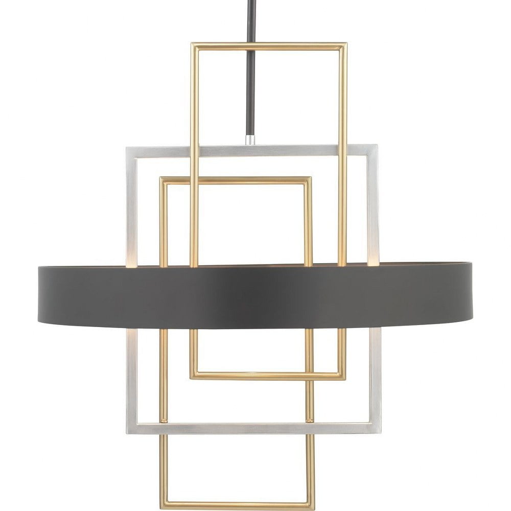 Adagio Modern 6-Light Circular Matte Black Pendant with Geometric Accents