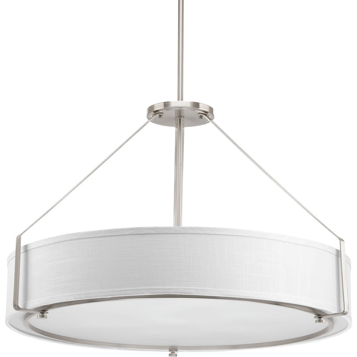 Brushed Nickel 6-Light Drum Pendant with Glass Diffuser