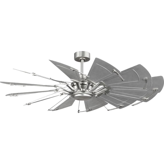 Progress Lighting Springer II 60-Inch Windmill Ceiling Fan, 12-Light, Antique Nickel, Galvanized Blades, Steel Material