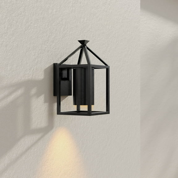 Stallworth Collection One-Light Matte Black Contemporary Outdoor Medium Wall Lantern