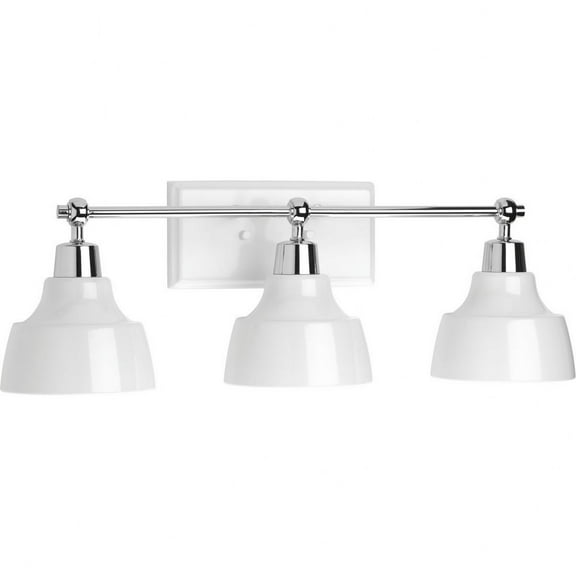 Progress Lighting Bramlett 3-Light Bath & Vanity Wall Light, Brushed Nickel, Metal Reflector Shades