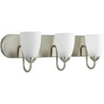 thumbnail image 1 of Progress Lighting Gather 3-Light Bath Bracket, Brushed Nickel, Etched Glass Shades, 1 of 4