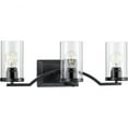 thumbnail image 1 of Lassiter Collection Three-Light Matte Black Clear Glass Modern Bath Vanity Light, 1 of 3