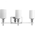thumbnail image 1 of Status Collection Three-Light Polished Chrome Etched Linen Glass Coastal Bath Vanity Light, 1 of 7