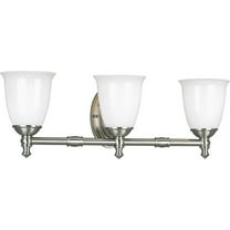 Progress Lighting Victorian 3-Light Bath Fixture, Ceramic, Brushed Nickel, Triplex Opal Glass Shade