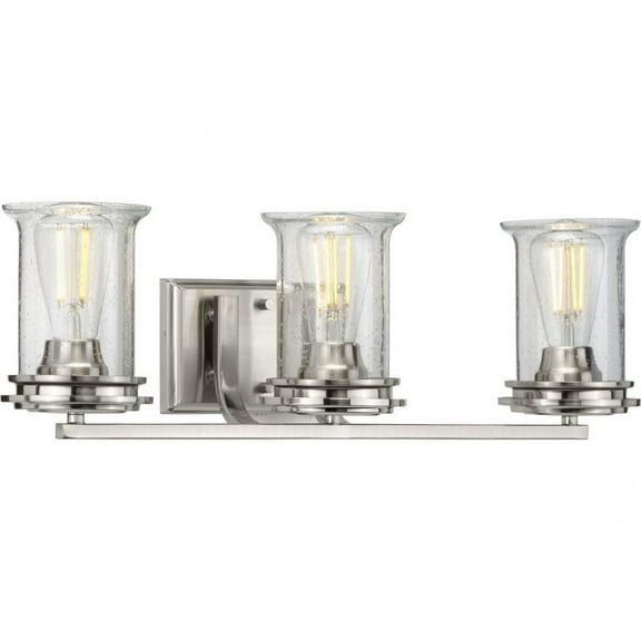 P300274-009-Progress Lighting-Winslett - 3 Light - Cylinder Shade in Coastal style - 23.75 Inches wide by 7.25 Inches high-Brushed Nickel Finish