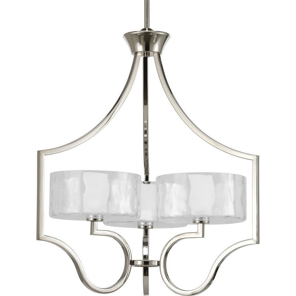 Polished Nickel 3-Light Chandelier with Glass Diffusers