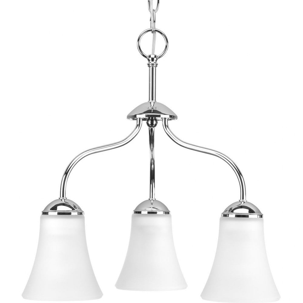 Classic 18" Polished Chrome 3-Light Chandelier with Etched Glass Shades