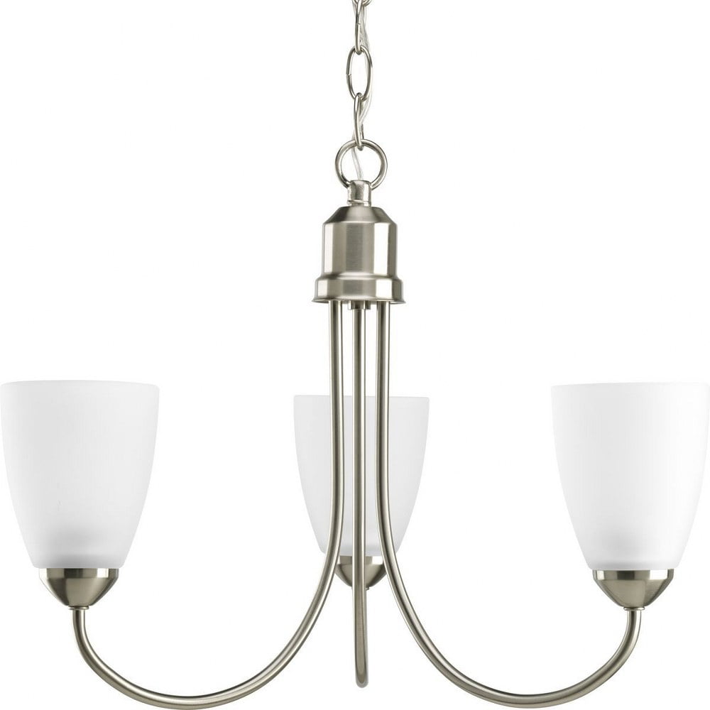 Brushed Nickel 3-Light Chandelier with Etched Glass Shades