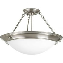 Progress Lighting Eclipse 3-Light Semi-Flush Ceiling Fixture, Brushed Nickel, Satin White Glass Shade