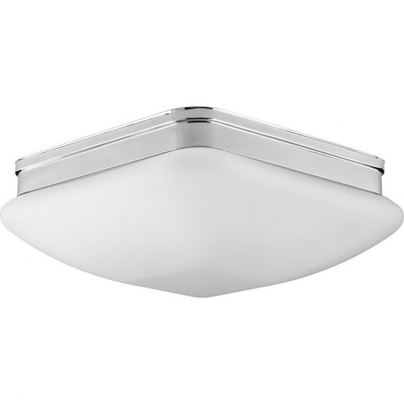 Progress Lighting, Appeal Collection, 3-Light Flush Mount, Polished Chrome, Square Etched Opal Glass Shade
