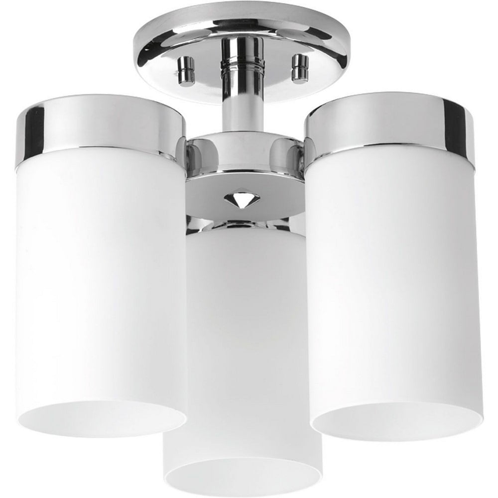 Polished Chrome 3-Light Glass Semi-Flush Mount