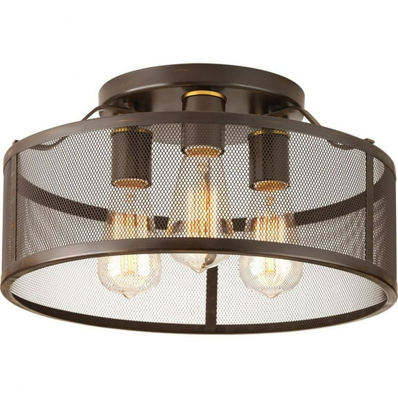 P3452-20-Progress Lighting-Swing - Close-to-Ceiling Light - 3 Light in Bohemian and Farmhouse style - 15 Inches wide by 8.5 Inches high