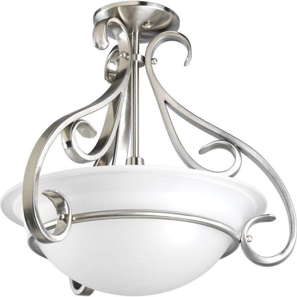 Brushed Nickel 3-Light Pendant with Etched Glass Bowl