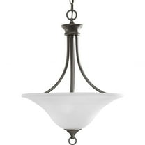 Progress Lighting Trinity Collection 3-Light Hall Foyer Fixture, Steel, Antique Bronze, Etched Glass Shade