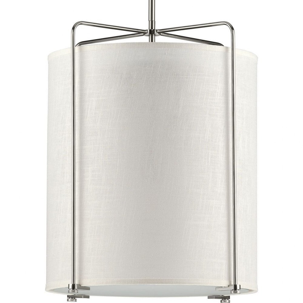 Kempsey Brushed Nickel 3-Light Drum Pendant with Linen Shade