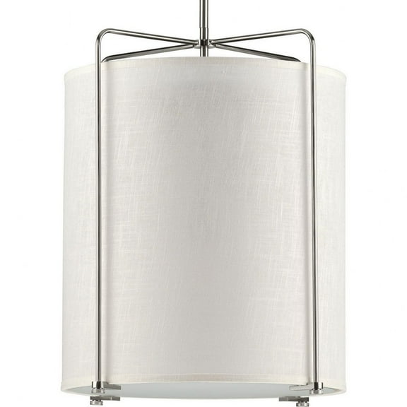 Progress Lighting Kempsey 3-Light Pendant, Brushed Nickel, Summer Linen Shade