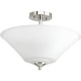 thumbnail image 1 of Progress Lighting Joy Collection 3-Light Semi-Flush Fixture, Brushed Nickel, White Etched Glass Shade, 1 of 7